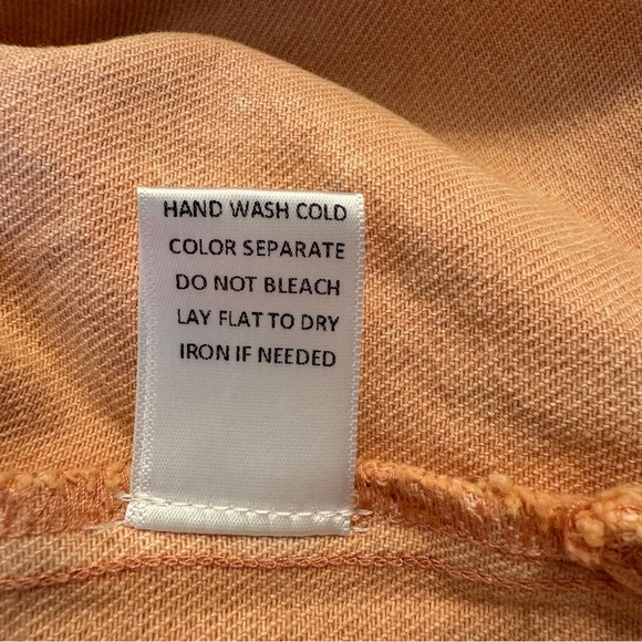 Le Lis Salmon Pink Jean Jacket Cropped Casual Style Size Large - Picture 7 of 9